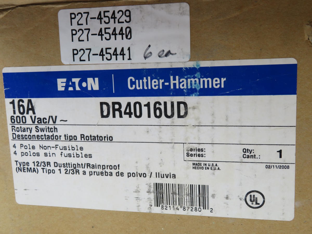EATON DR4016UD ROTARY SWITCH T210816
