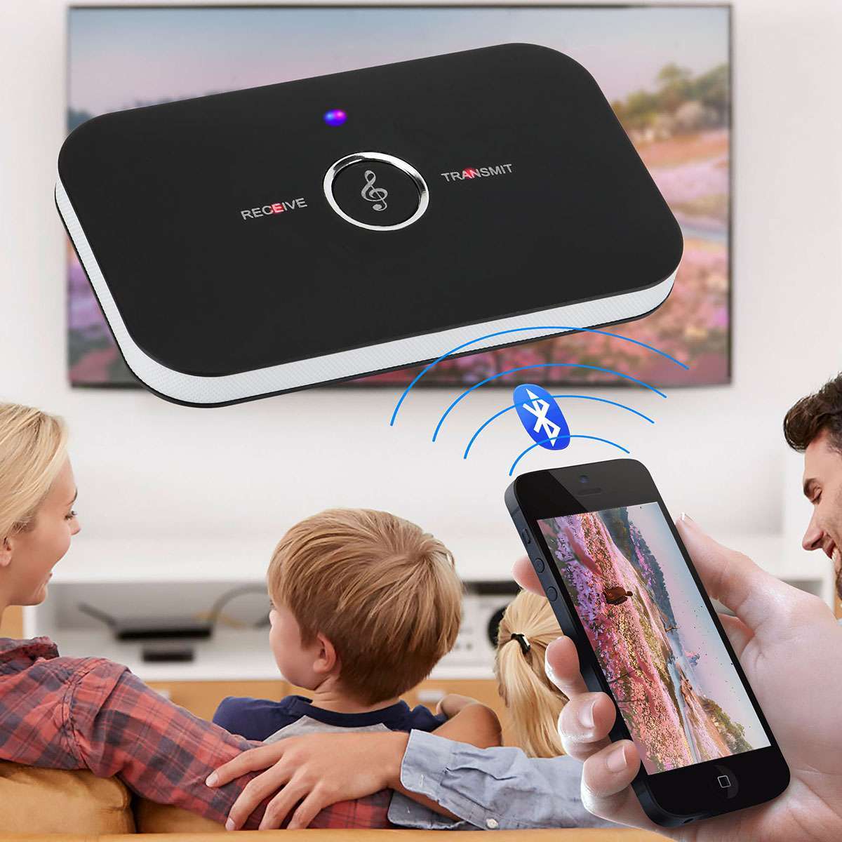 Bluetooth 5.0 Transmitter Receiver 2 IN 1 Wireless Audio 3.5mm Jack Aux Adapter