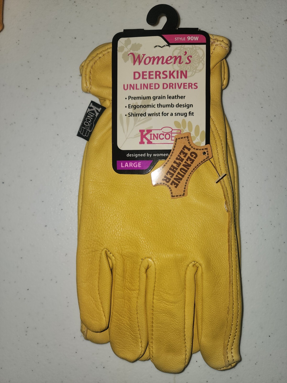 Kinco 90W-L 90W Unlined Premium Grain Deerskin Leather Driver Women's Glove