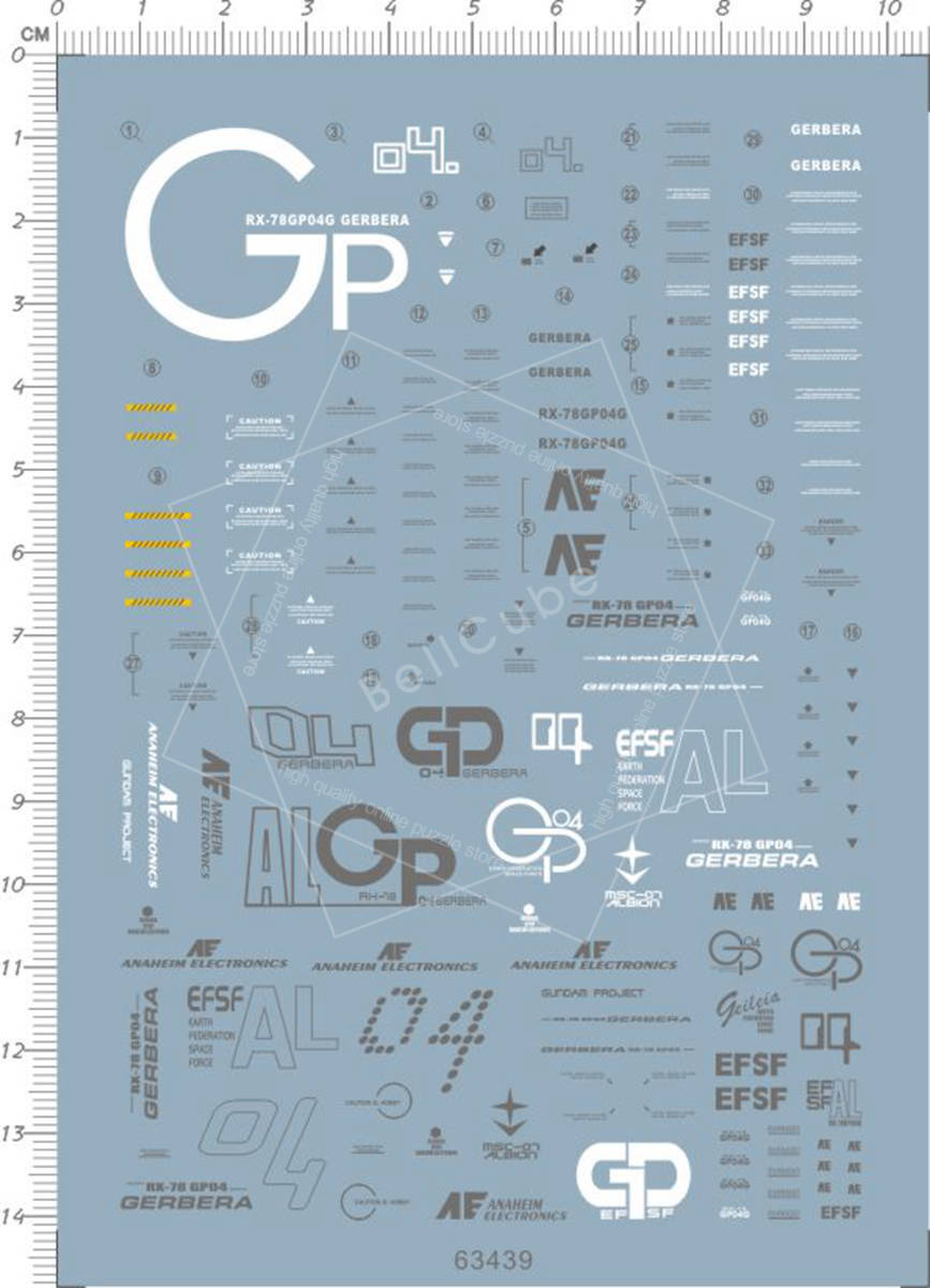 C.X. 1/100 Scale MG RX-78 GP04G GP04 GDM Model Kit  Water Slide Decal