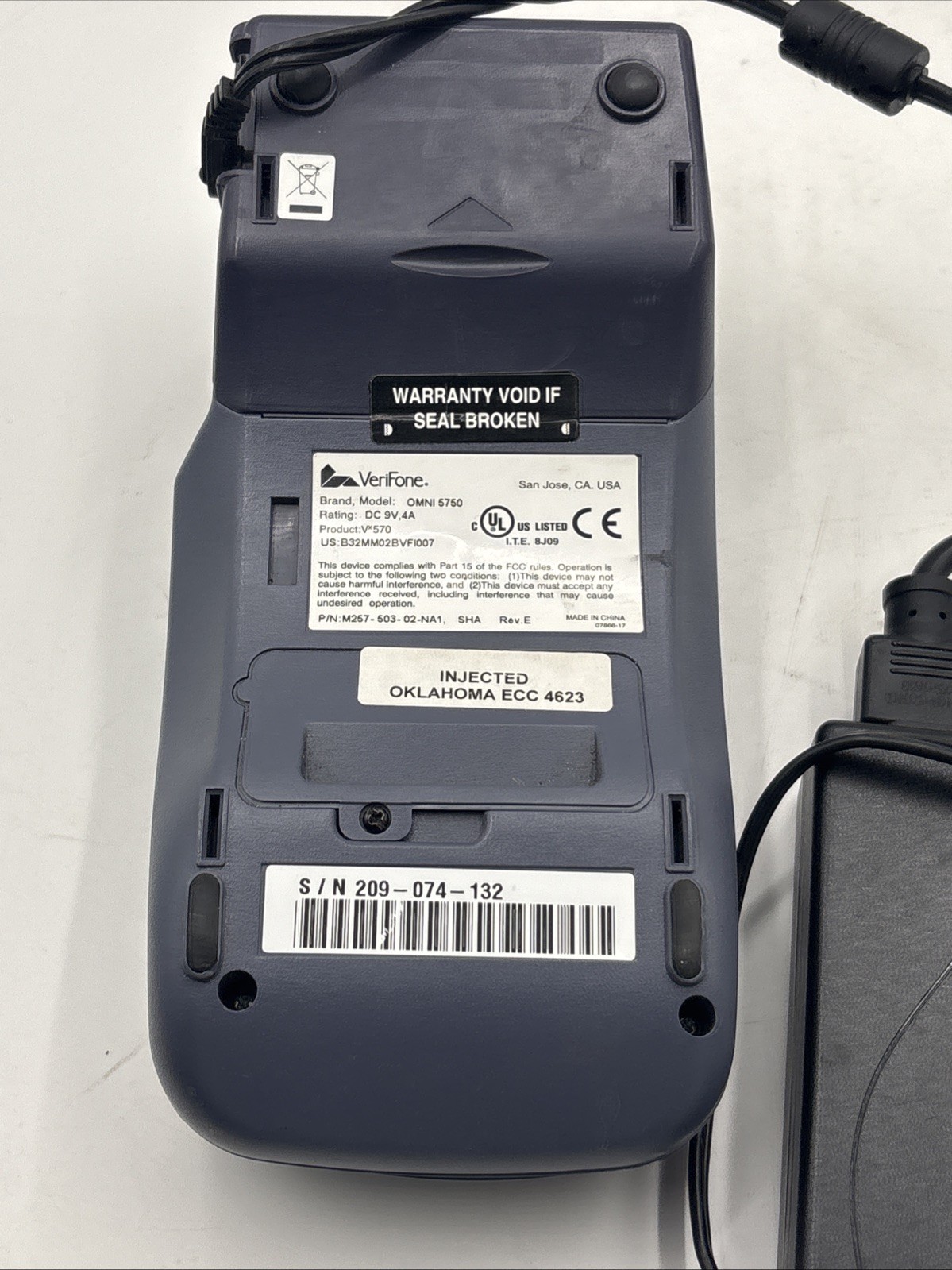 Verifone VX-570 OMNI 5750 Credit Card Machine with power supply