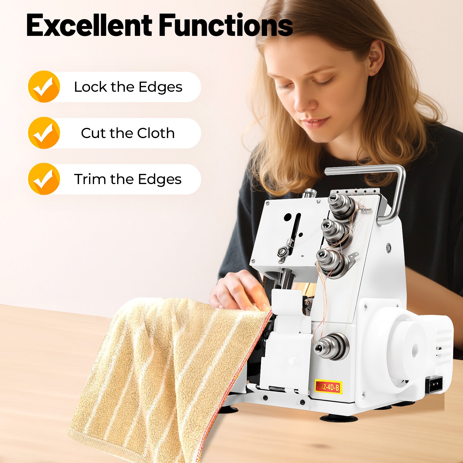 4 Thread Professional Serger Overlock Sewing Machine 4-Line w/ Foot Controller