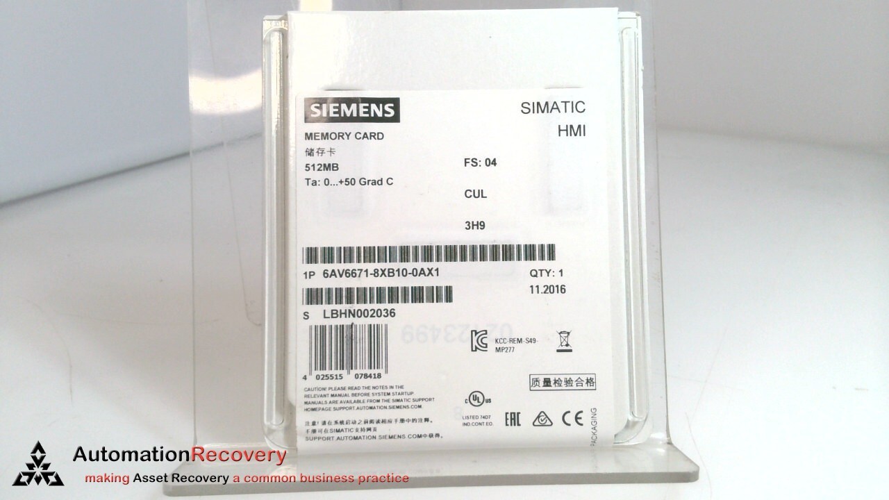 SIEMENS 6AV6671-8XB10-0AX1, SIMATIC SD MEMORY CARD, NEW #341767
