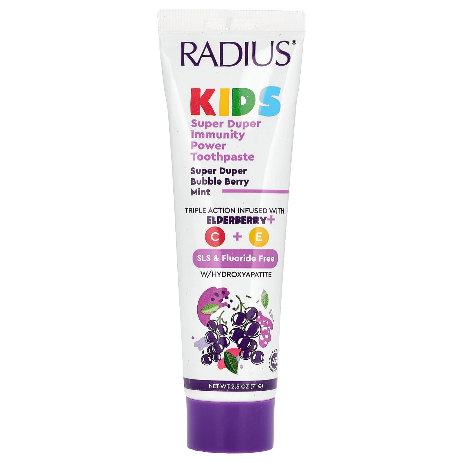 Super Duper Immuni-Power Toothpaste, Super Duper Bubble Berry Mint, 2.5 oz (71