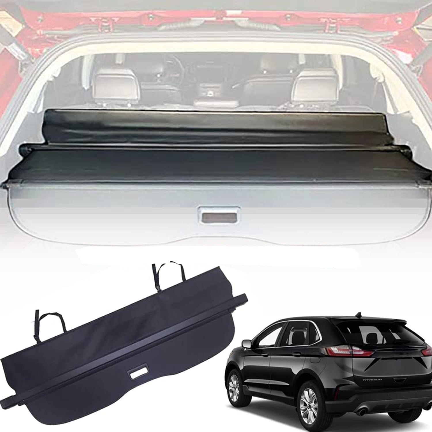 kaungka Cargo Cover Retractable for 2015-2017 Ford Edge Black