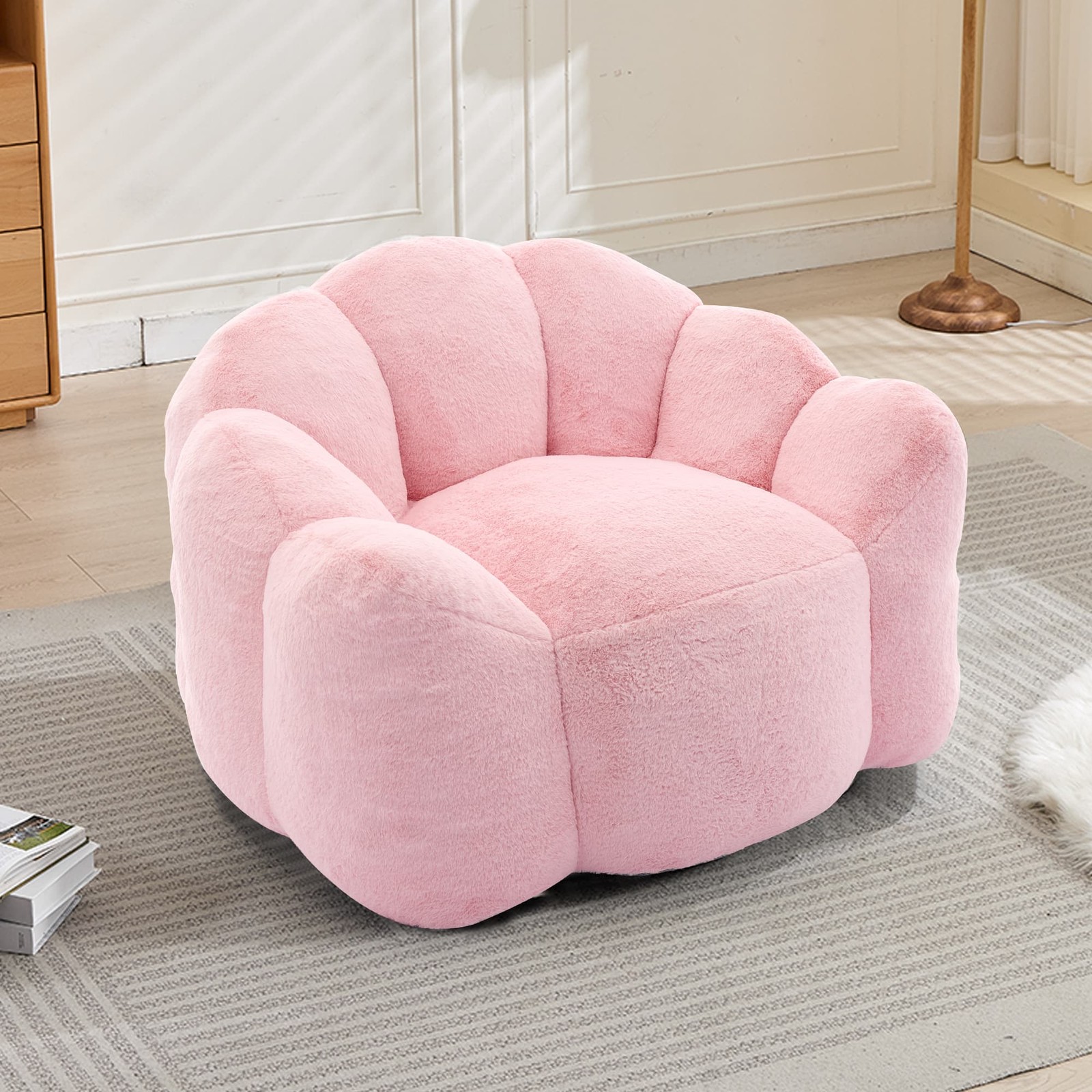 Pink Lotus Compression Sofa Bean Bag Pull Ring Portable Living Room Bedroom