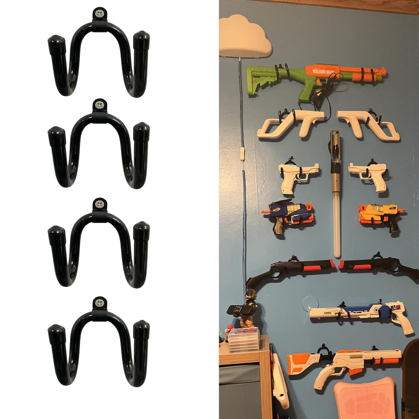 4 Pack Universal Game Controller Organizer - Wall Mount Rack for Nintendo Wii ..