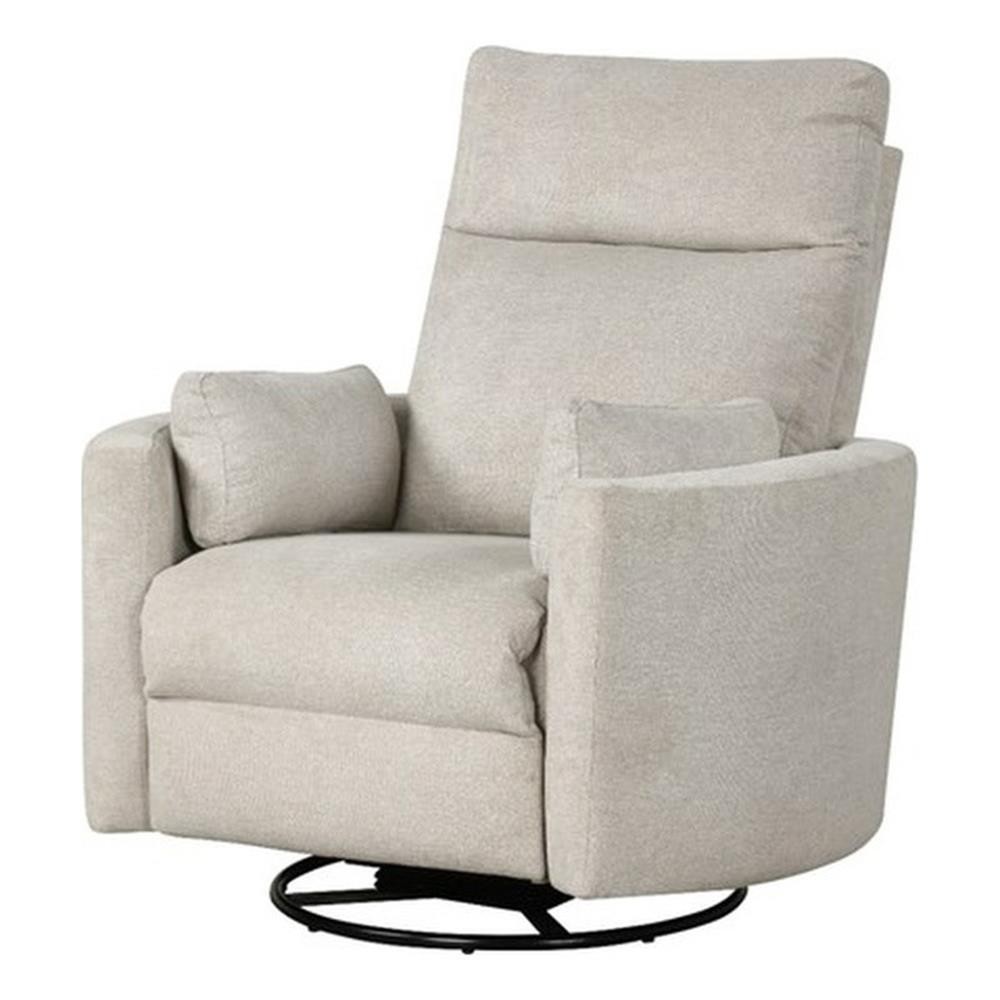 Rosebery Kids Modern Polyester Fabric Swivel Recliner in Natural Quartz