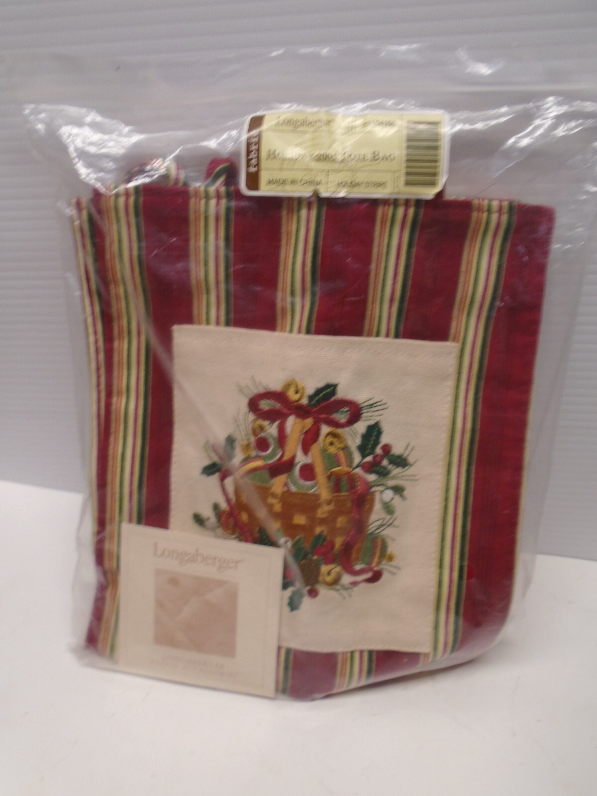 Longaberger 2005 Holiday Stripe Tote Bag #23154166 NEW