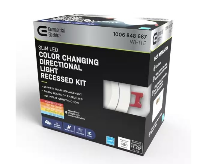 Ultra Directional Integrated LED 4 in Round Adj Color Temp Canless Recessed L...