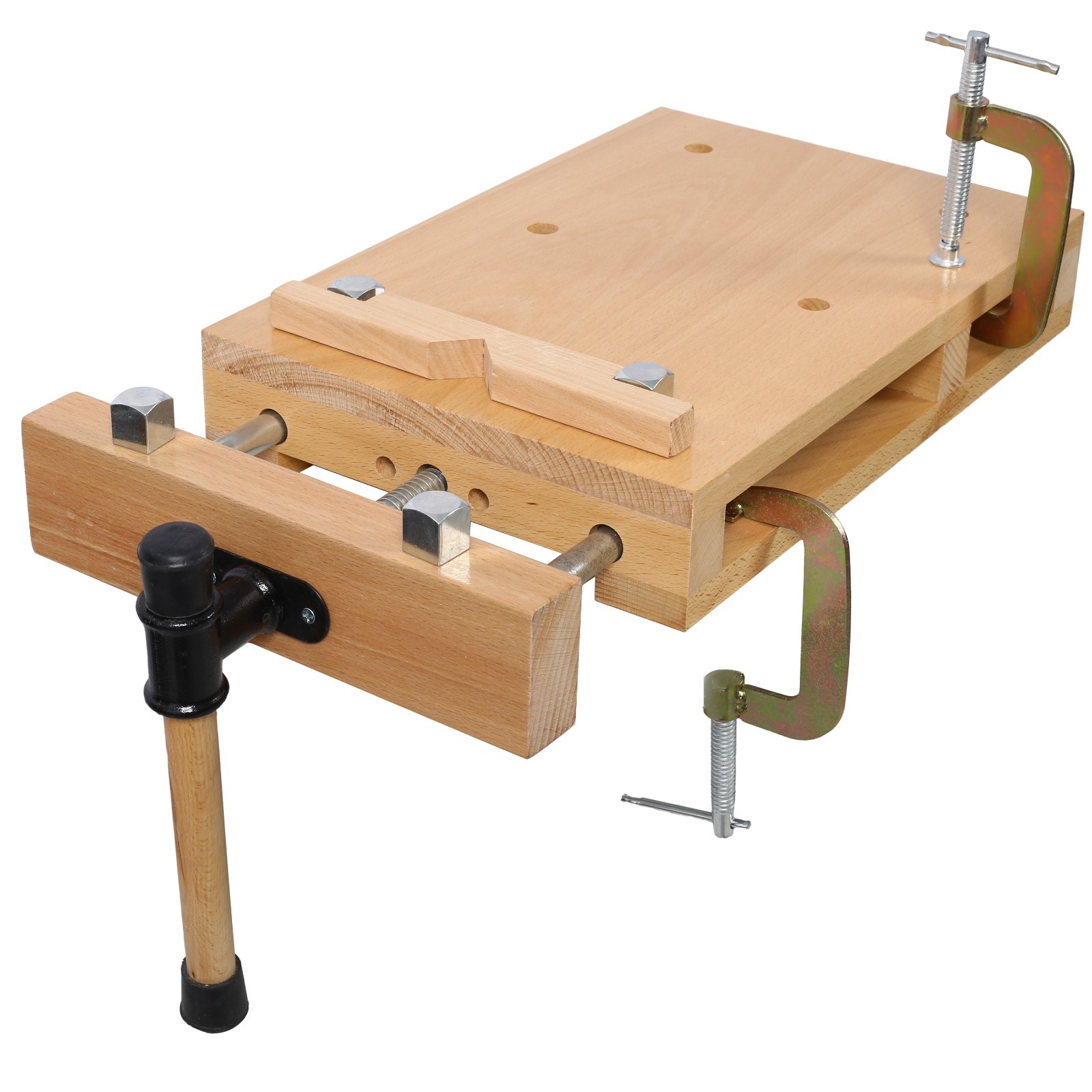Portable Woodworking Bench Vise with Quick-Release & 2 G-Clips