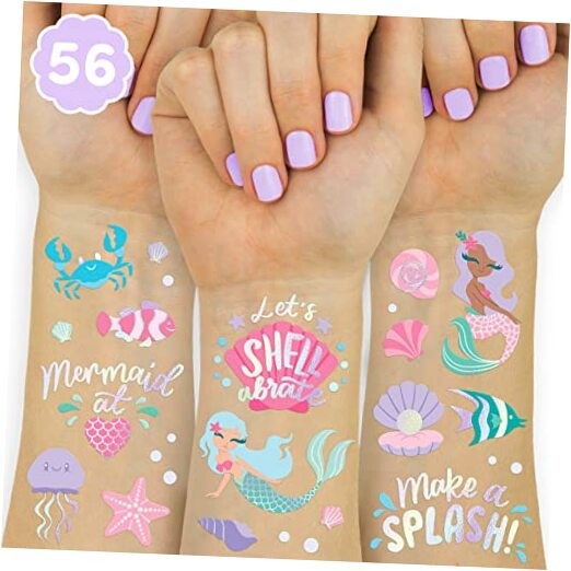 Under The Sea Mermaid Temporary Tattoos - 56 Iridescent Foil Styles | Kids
