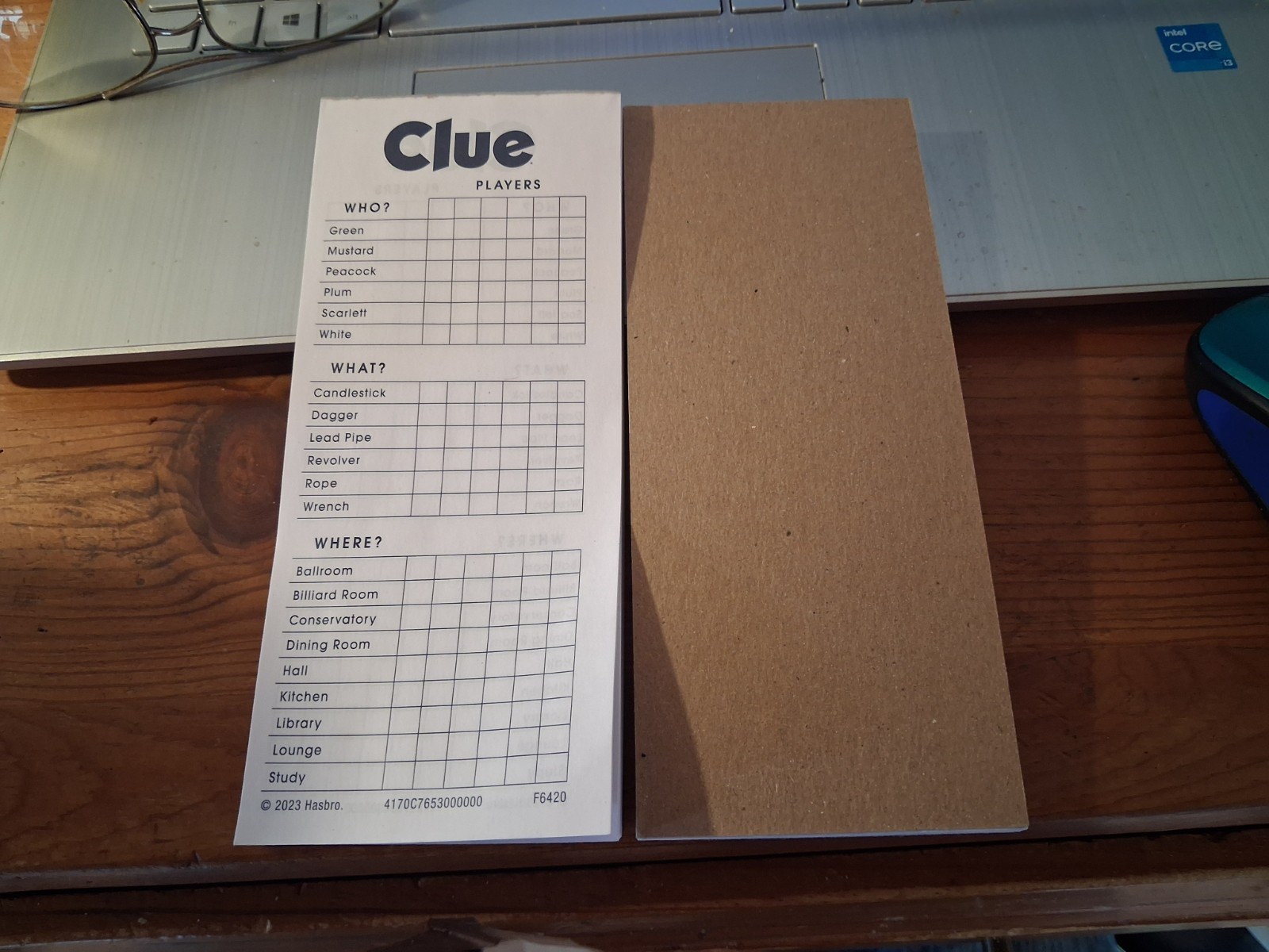 Clue 2x Score Sheet Pads Movers Weapons 2023 Board Game Edition Replacement READ