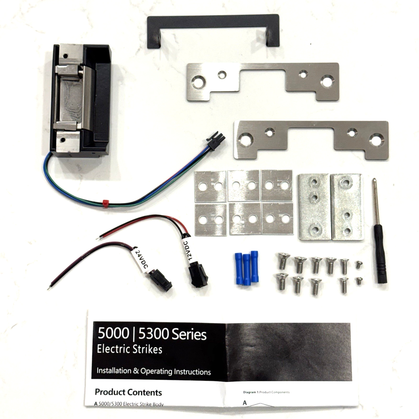 5000C-630 Electric Strike 12V 24V Complete Pac 5000C Series Satin Hollow Frames