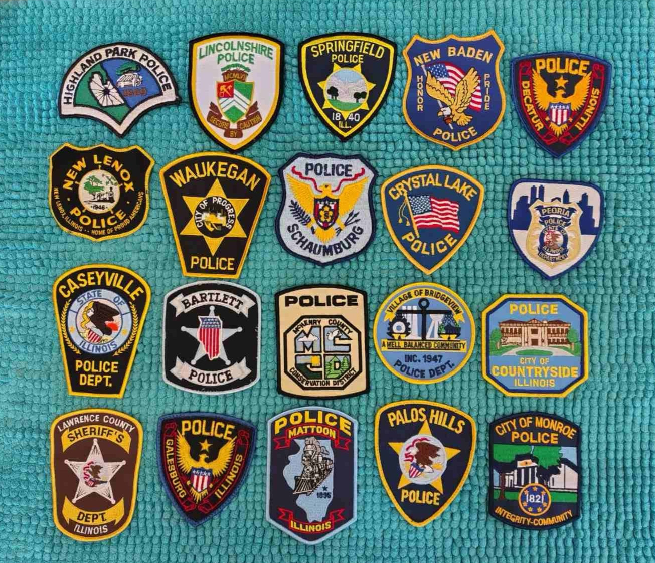 ILLINOIS POLICE SHERIFF PATCH - LOT COLLECTION 20 PATCHES