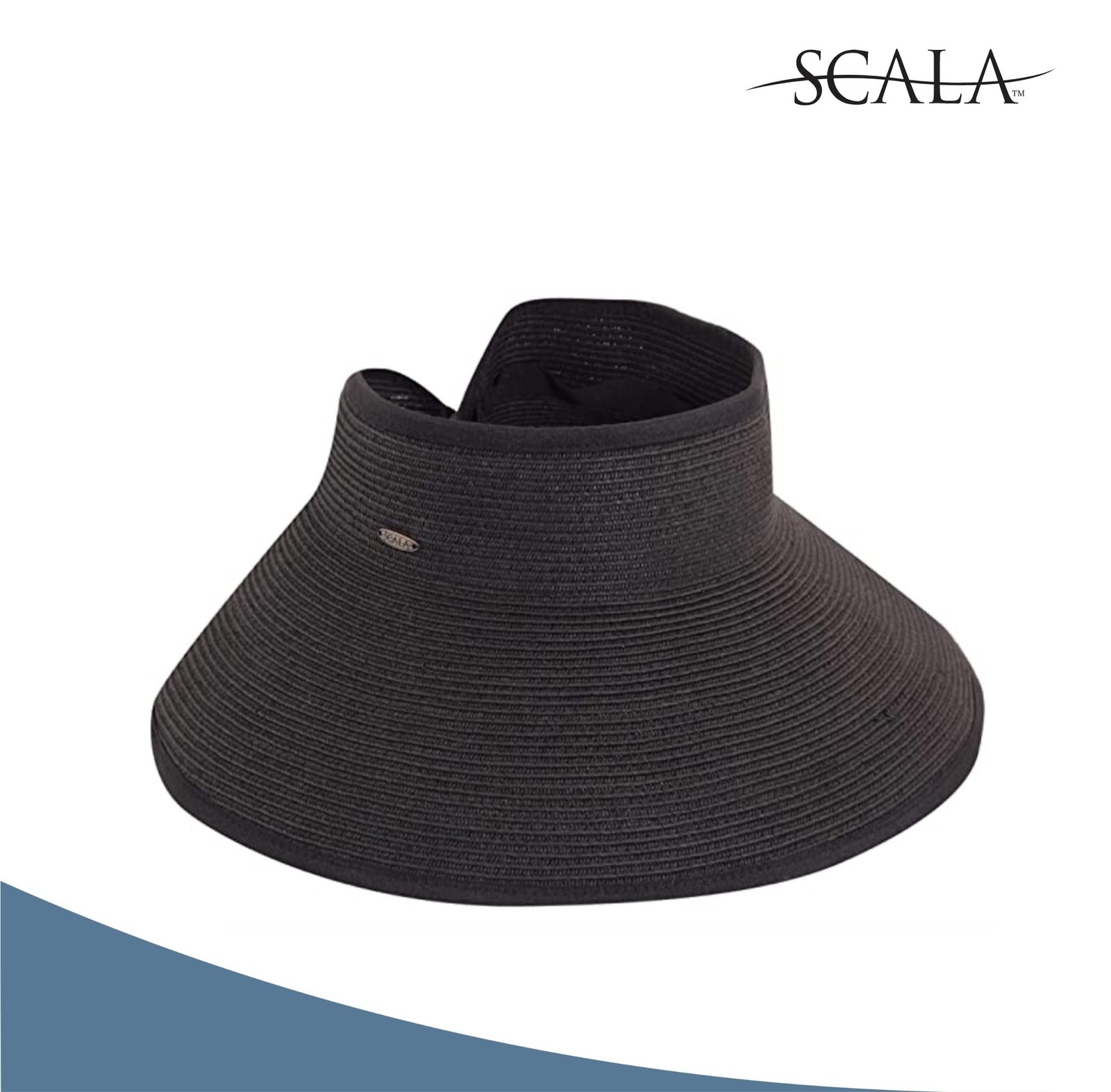 Scala Women's Packable Paper Braid Visor One Size Black