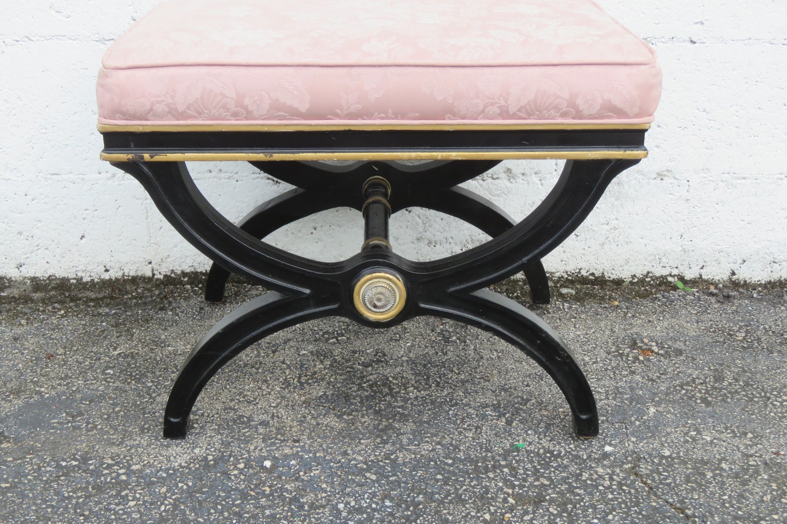 Hollywood Regency Painted Vanity Ottoman Footstool 6124