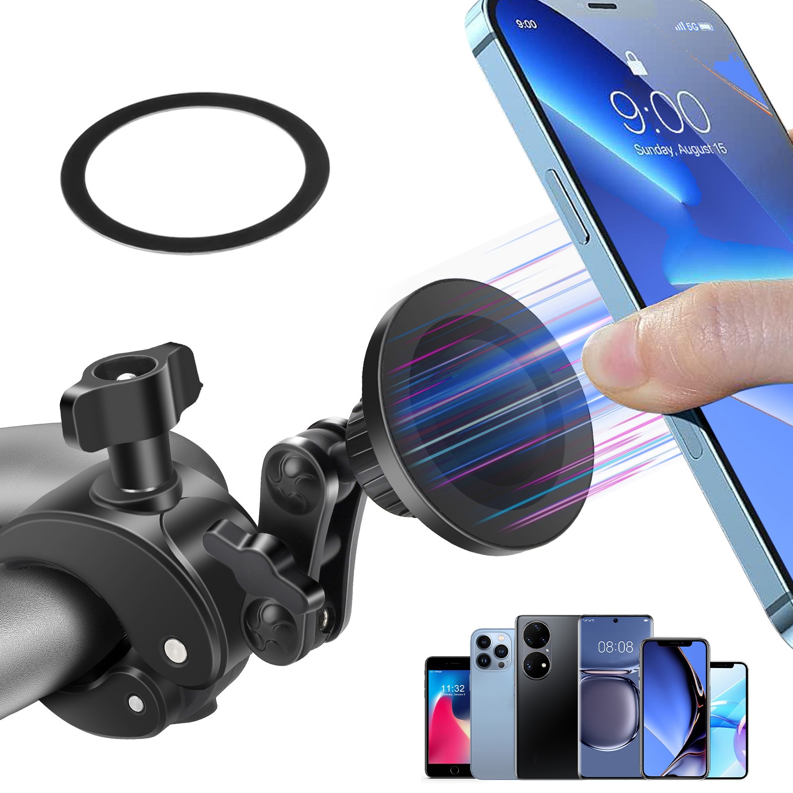 Metal Magnetic Phone Holder for Bike/Mic/Golf 360° Rotation MagSafe iPhone Mount