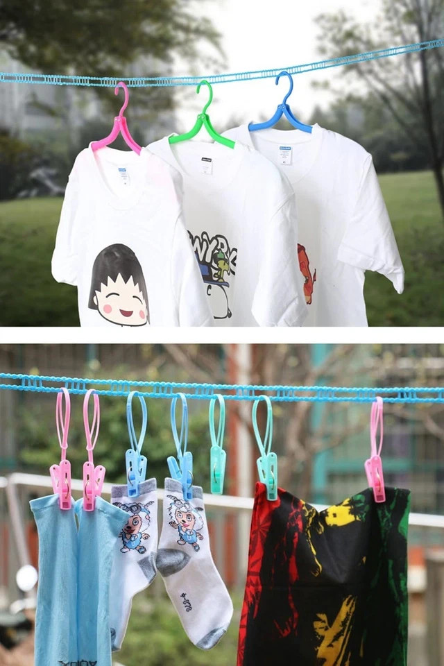 2 Pack Windproof Clothesline Laundry Drying Rope Line for Indoor Outdoor