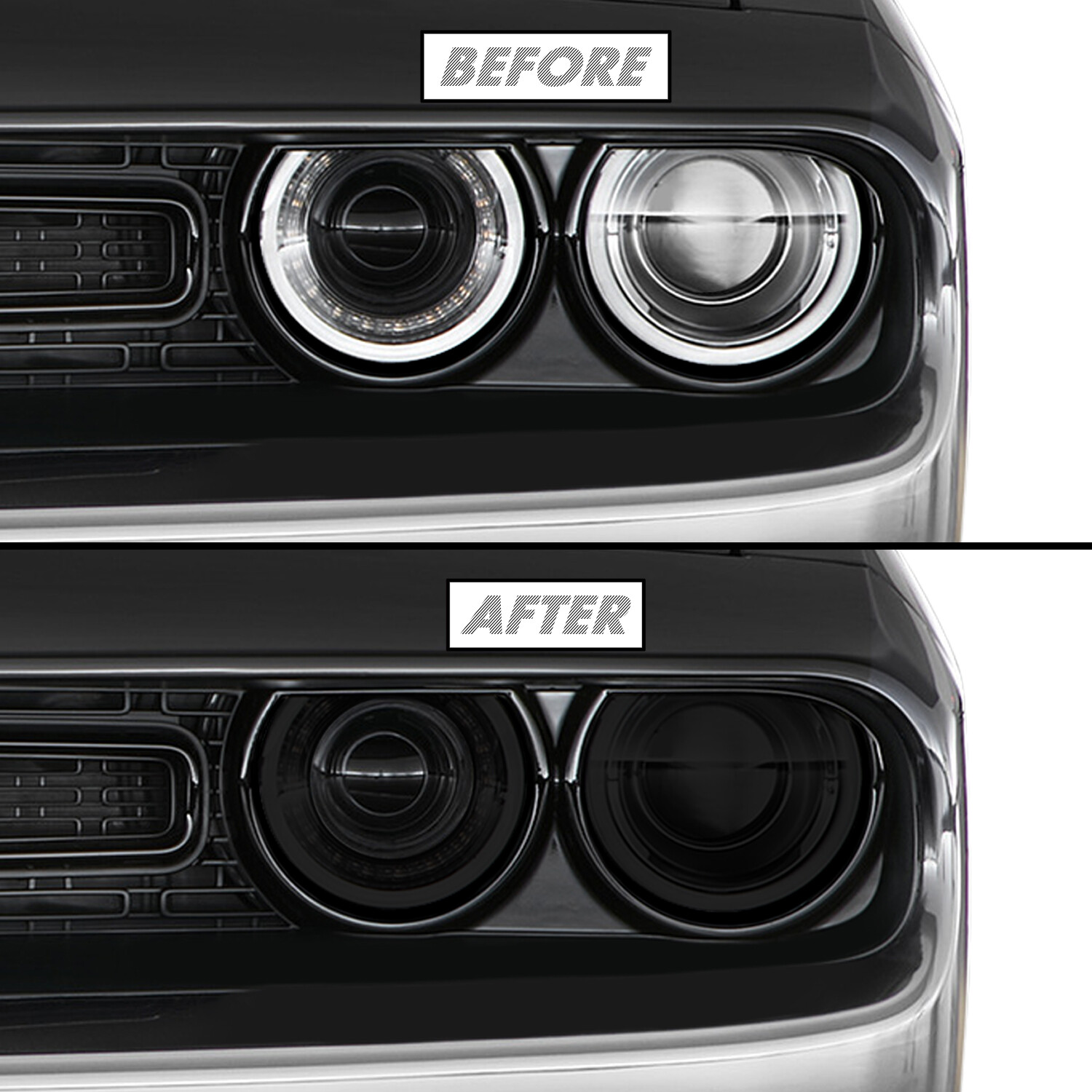 FOR 15-23 Dodge Challenger Headlight SMOKE Precut Vinyl Tint Overlays