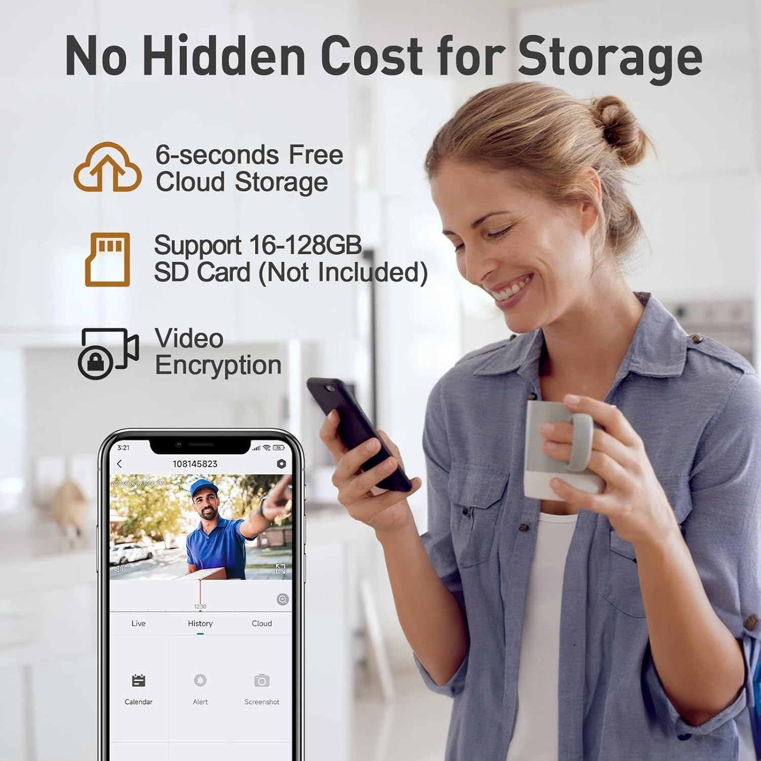 Smart Wireless Doorbell Camera - No Subscription, 2-K Video & Night Vision