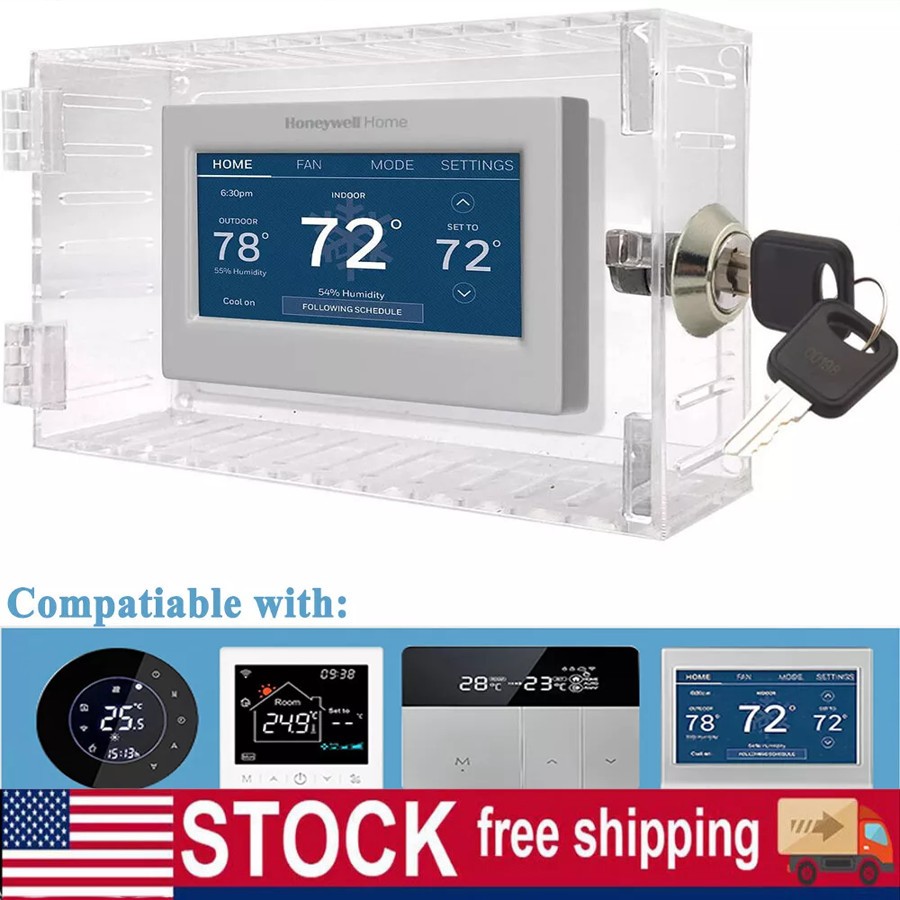 Clear Thermostat Cover with Lock, Thermostat Lock Box Cover with Key