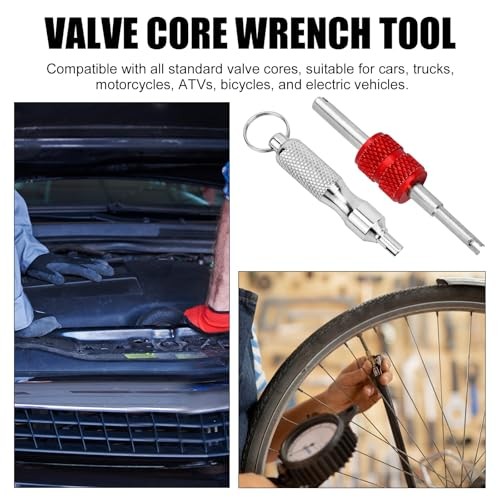 2pcs Valve Core Removal Tool Keychains, Dual & Single Head Tire Stem Core