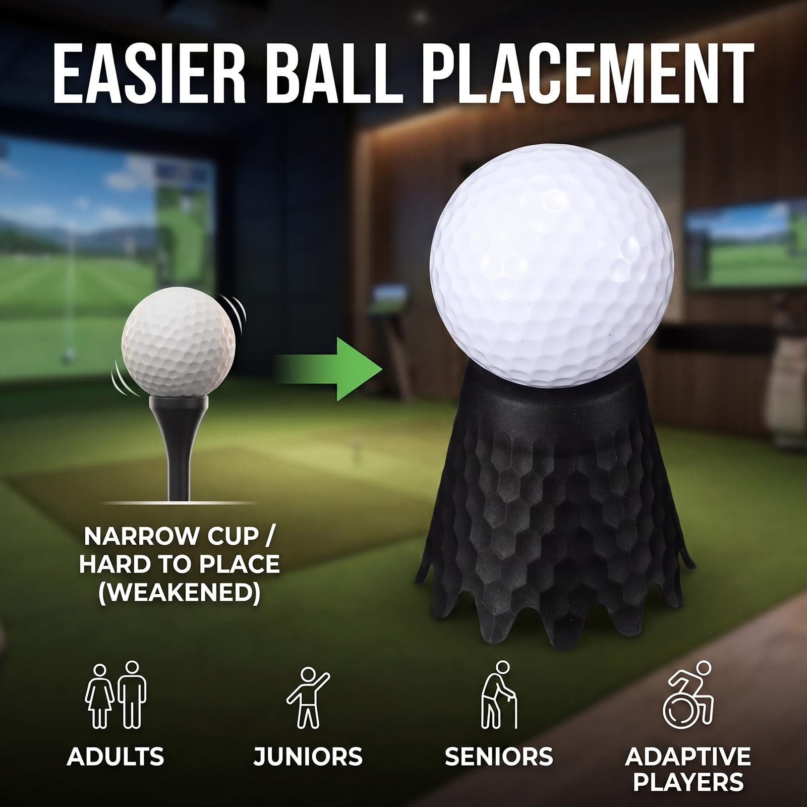 Plastic Golf Simulator Tees Indoor Practice Range Mat Accessories Height Set