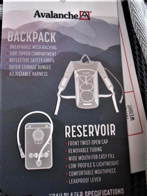 Avalanche TRAILBLAZER Hydration Bag 2 Ltr 68 oz NWT Grey Backpack