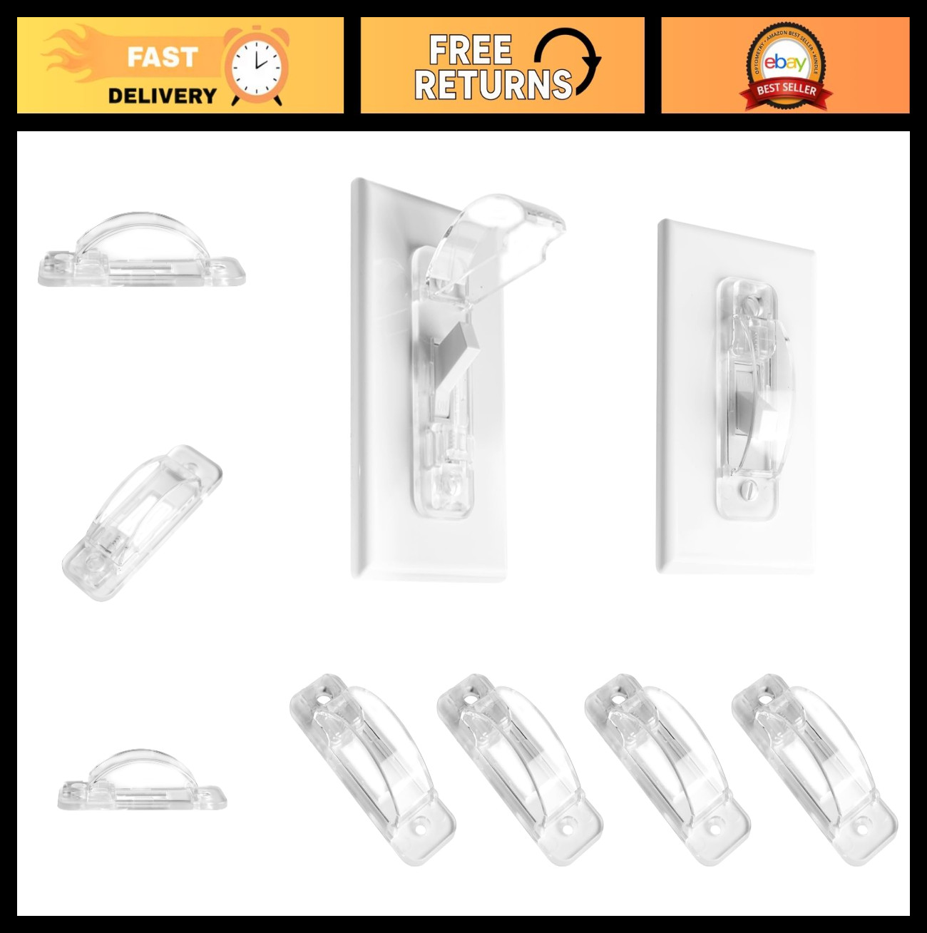 Child Proof Light Switch Guard Covers - 4 Pack, Clear Wall Switch Protectors