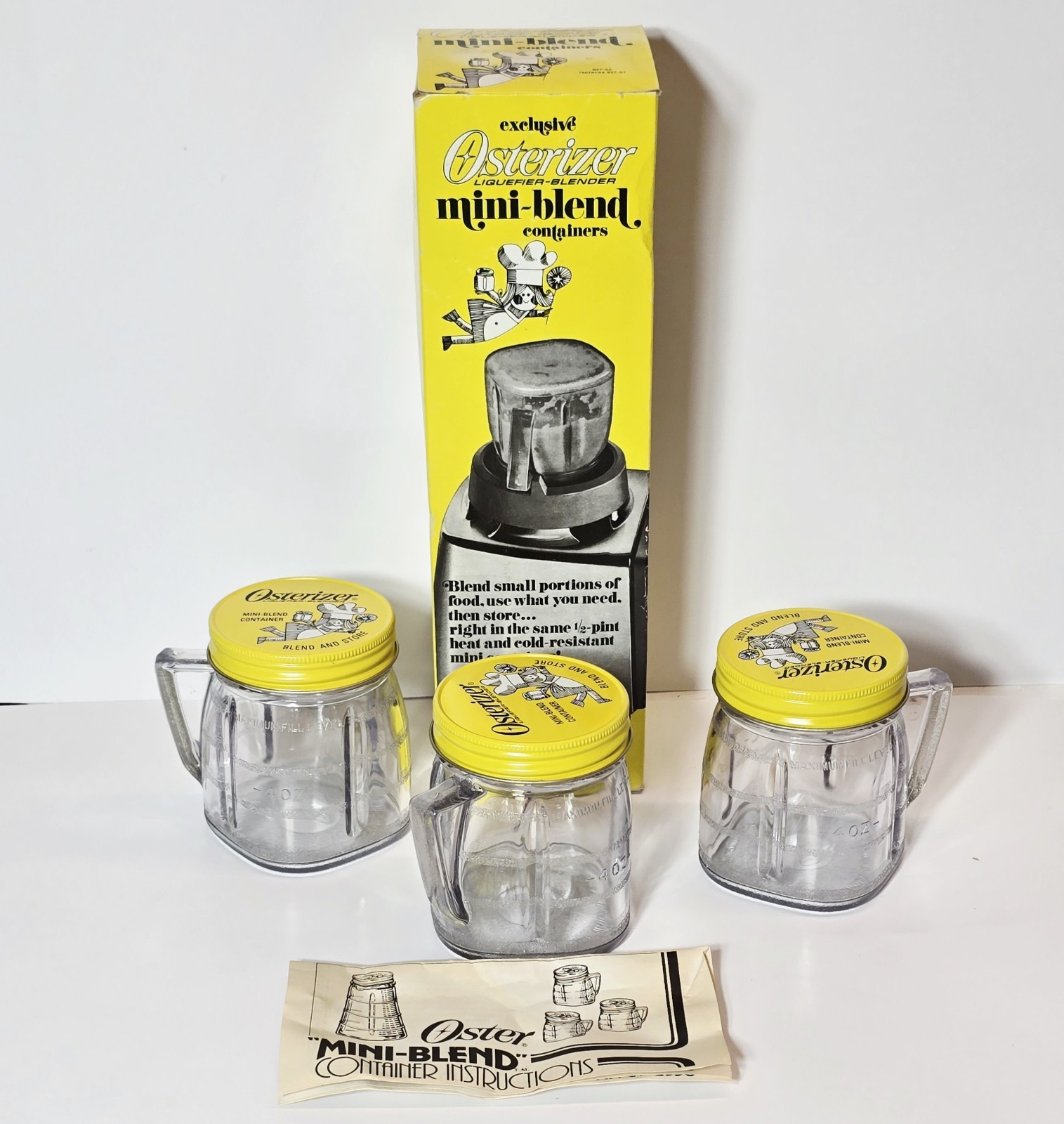 OSTER Osterizer MINI-BLEND Containers/Storage Containers SET OF 3 ~ Vintage 1978