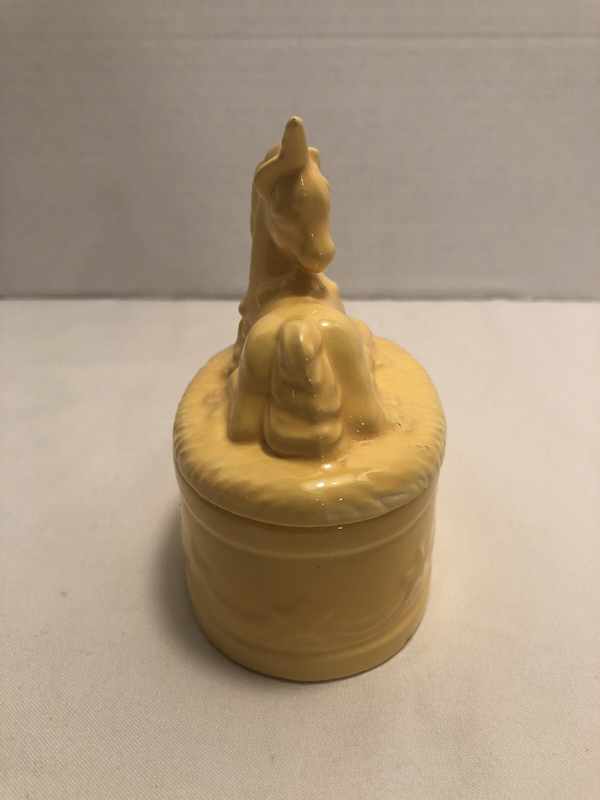 4.5” Ceramic Yellow Unicorn Trinket Box