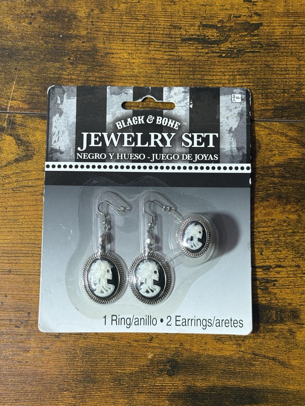 Black & Bone Skeleton Jewelry Set Costume Earrings Accessory Adult Halloween NEW