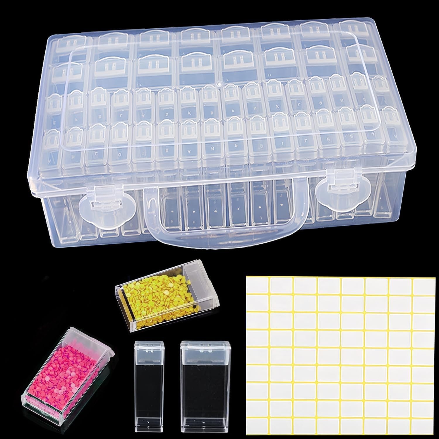 VTG Diamond Painting Storage Container, 48 Slots 48 large bottles, Clear