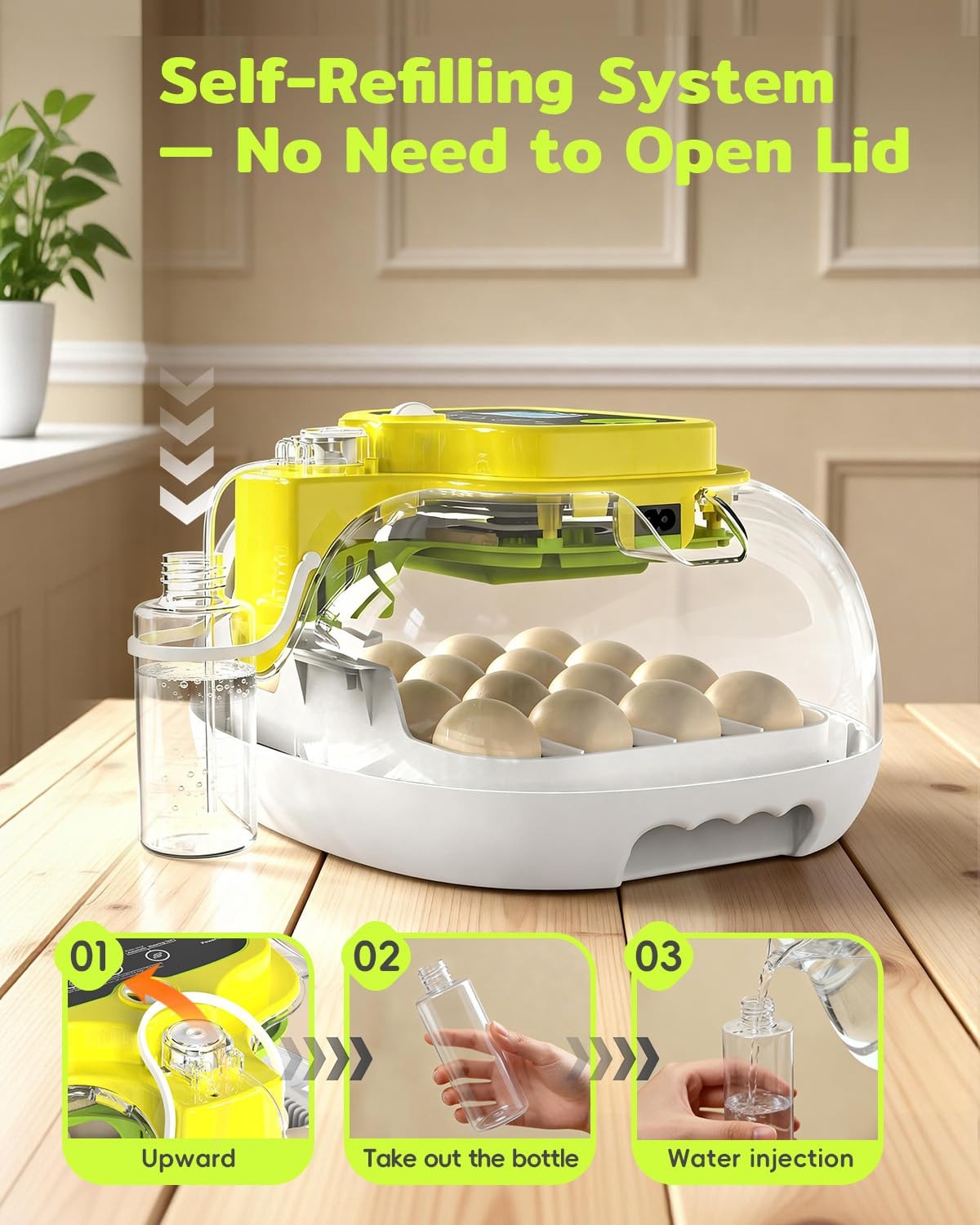 Automatic Egg Incubator 16 Eggs Mini Chicken Hatching Auto Water Refill Kitchen