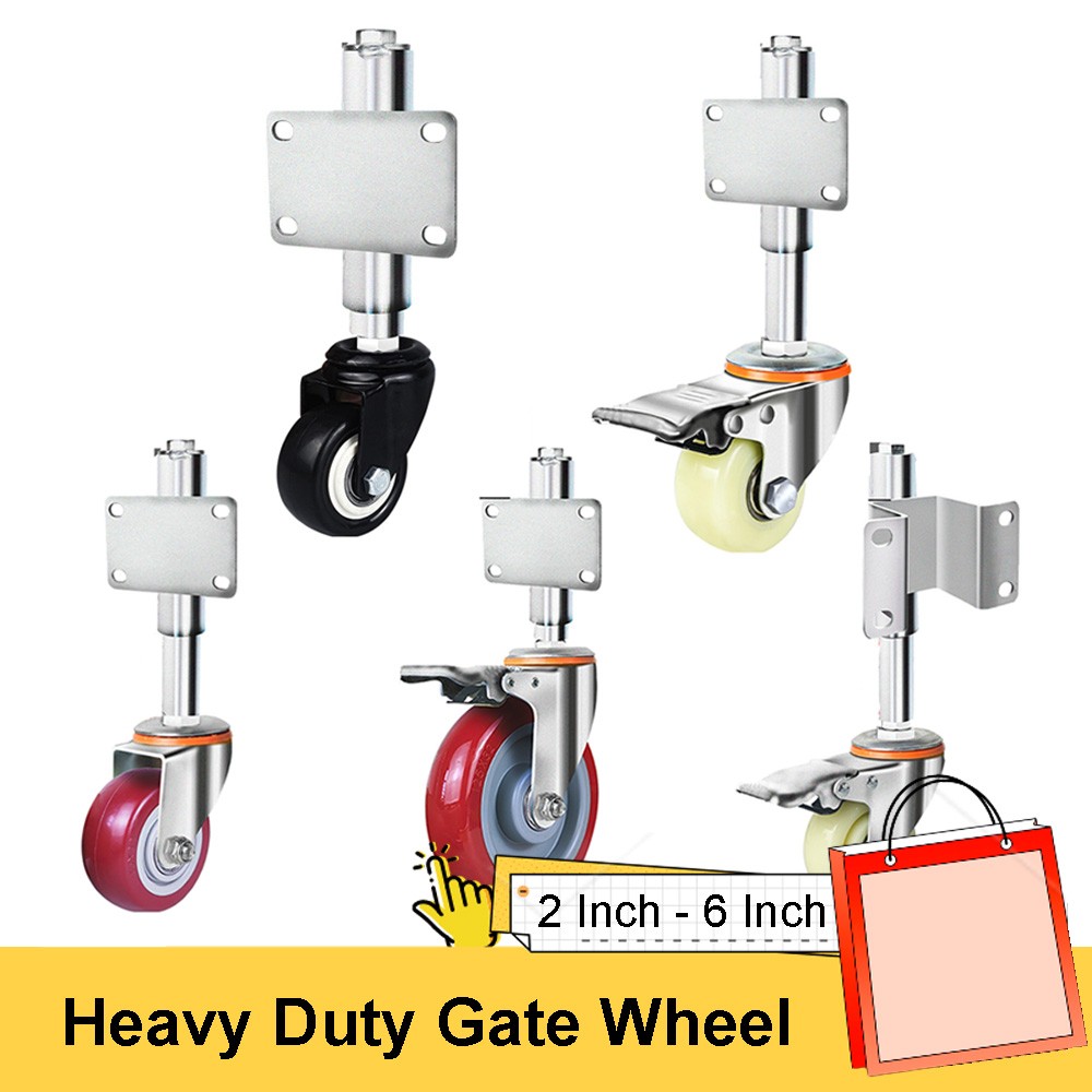 2-6 Inch Gate Wheel Heavy Duty Spring Loaded Support Jockey Door Sliding Wheels