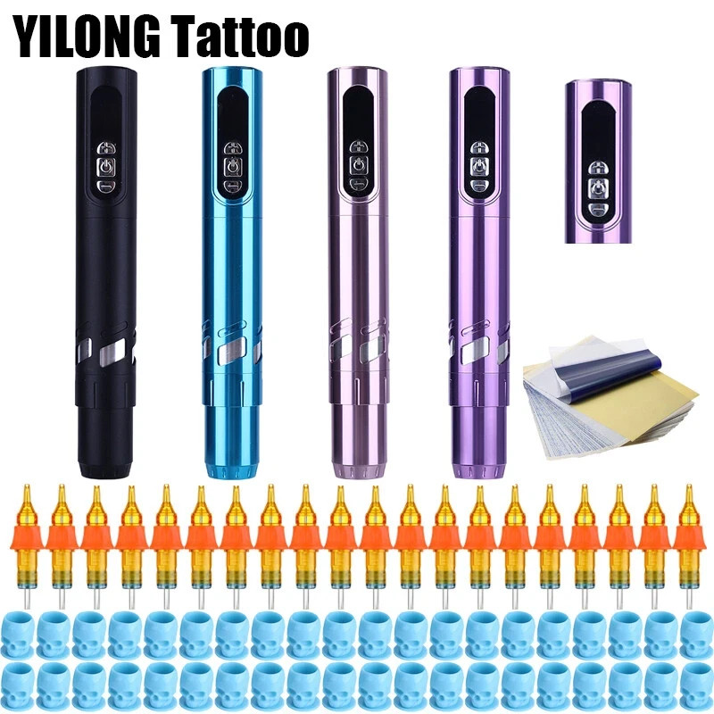 Wireless Rotary Tattoo Pen  with Powerful Motor, Dual 600mAh Batteries  Set
