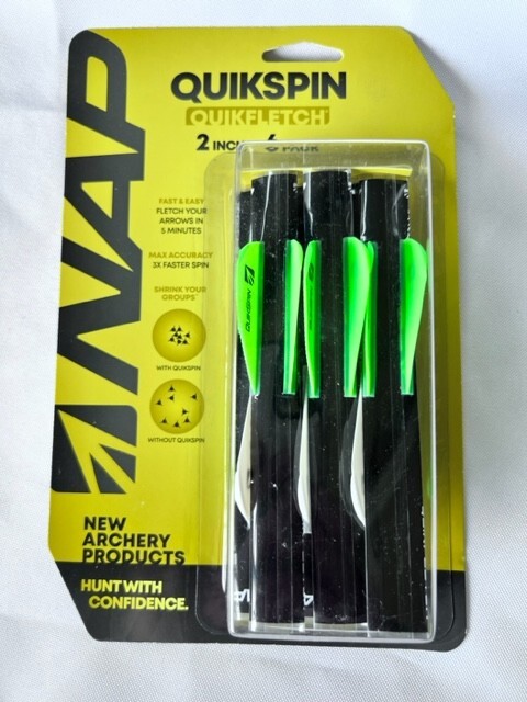 NAP Quikfletch 2" QuikSpin Black Tube 6 pk W/G/G
