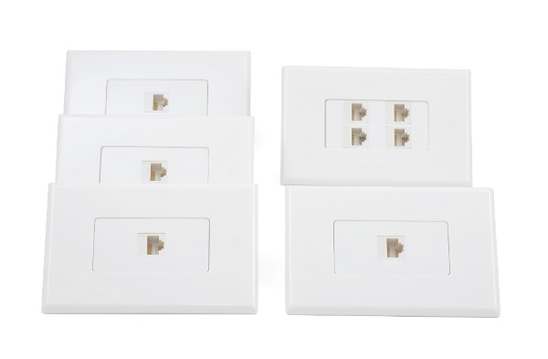 Cat6 RJ45 Ethernet Wall Plate Kit Inline Coupler 4 Port
