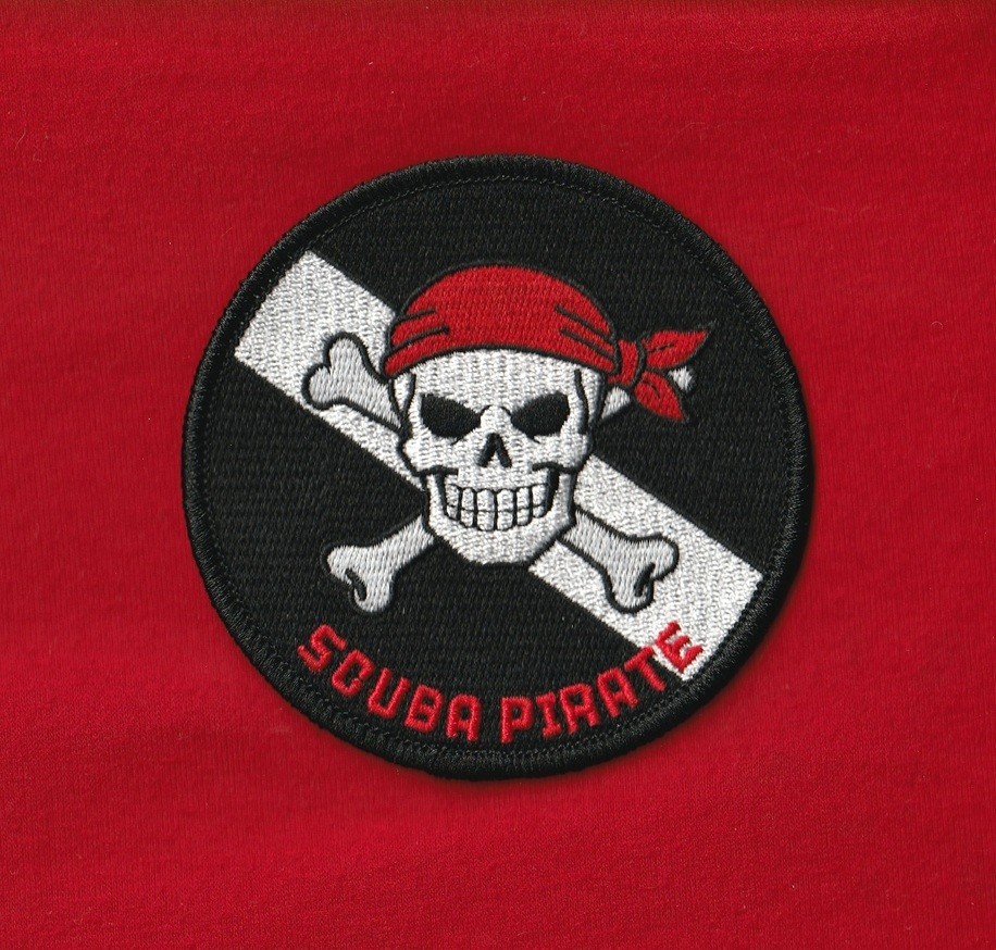 3.5" Round Iron-on SCUBA PIRATE Patch Jolly Roger Diver-Down Dive Flag Black USA
