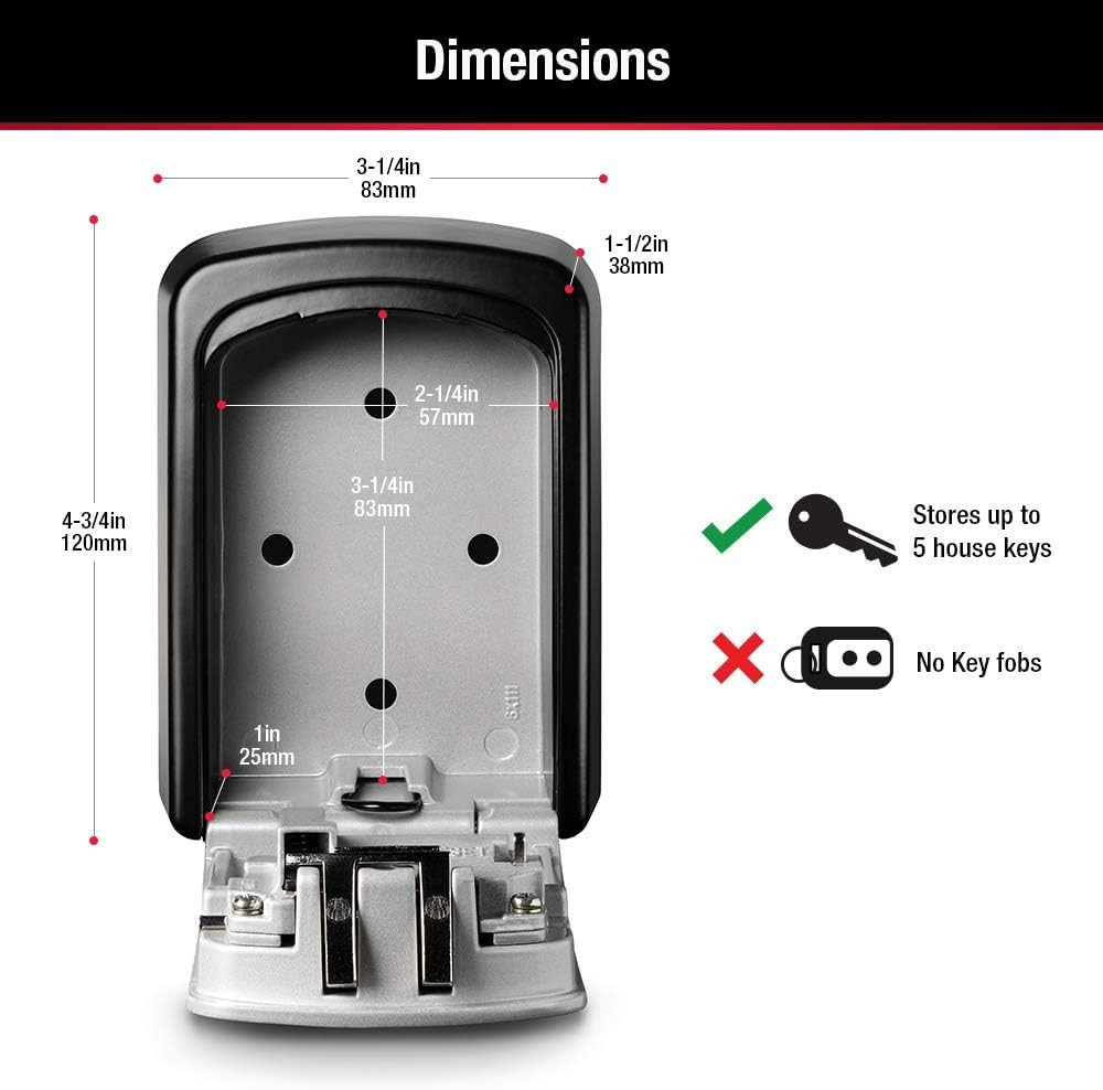 Set Your Own Combination Wall Mount Lock Box, 5 Key Capacity - Combination Lock