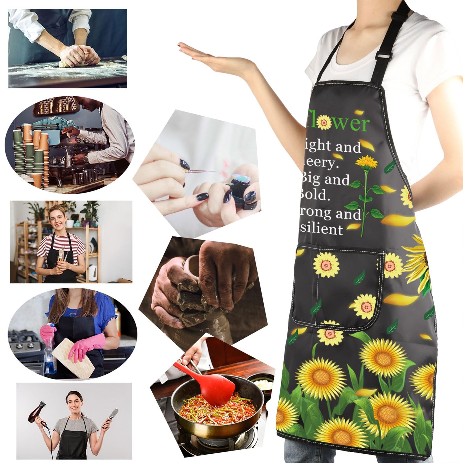 MBMSO Sunflower Apron with Pockets Standard, Apron-black