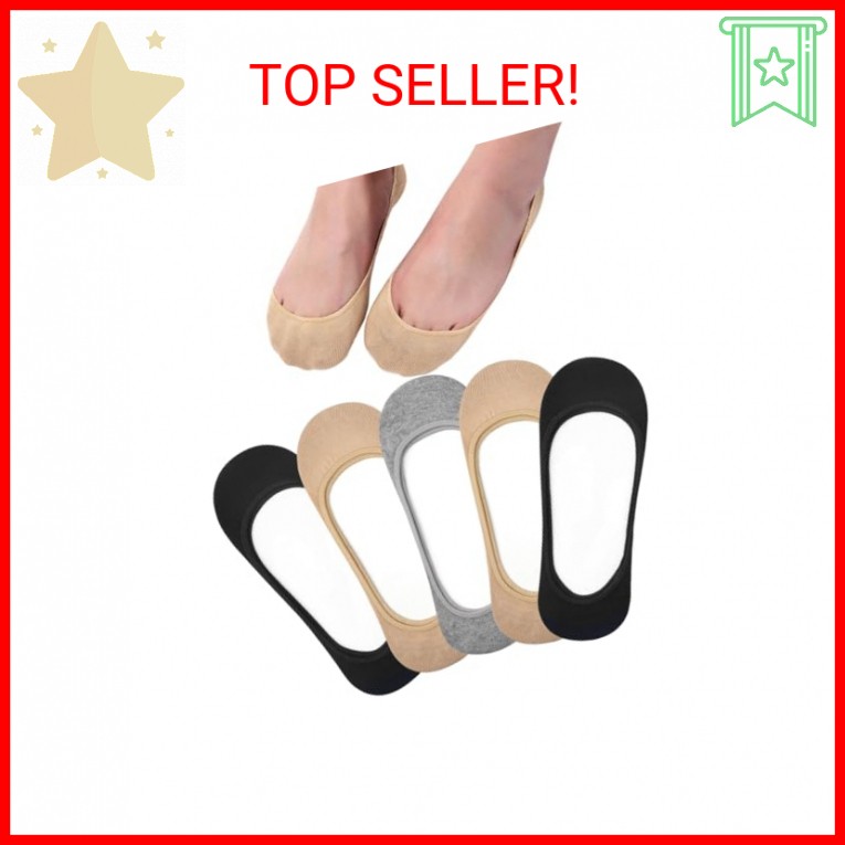 Toes Home No Show Socks Womens, Ultra Low Cut Liners Non Slip Footies for Flats
