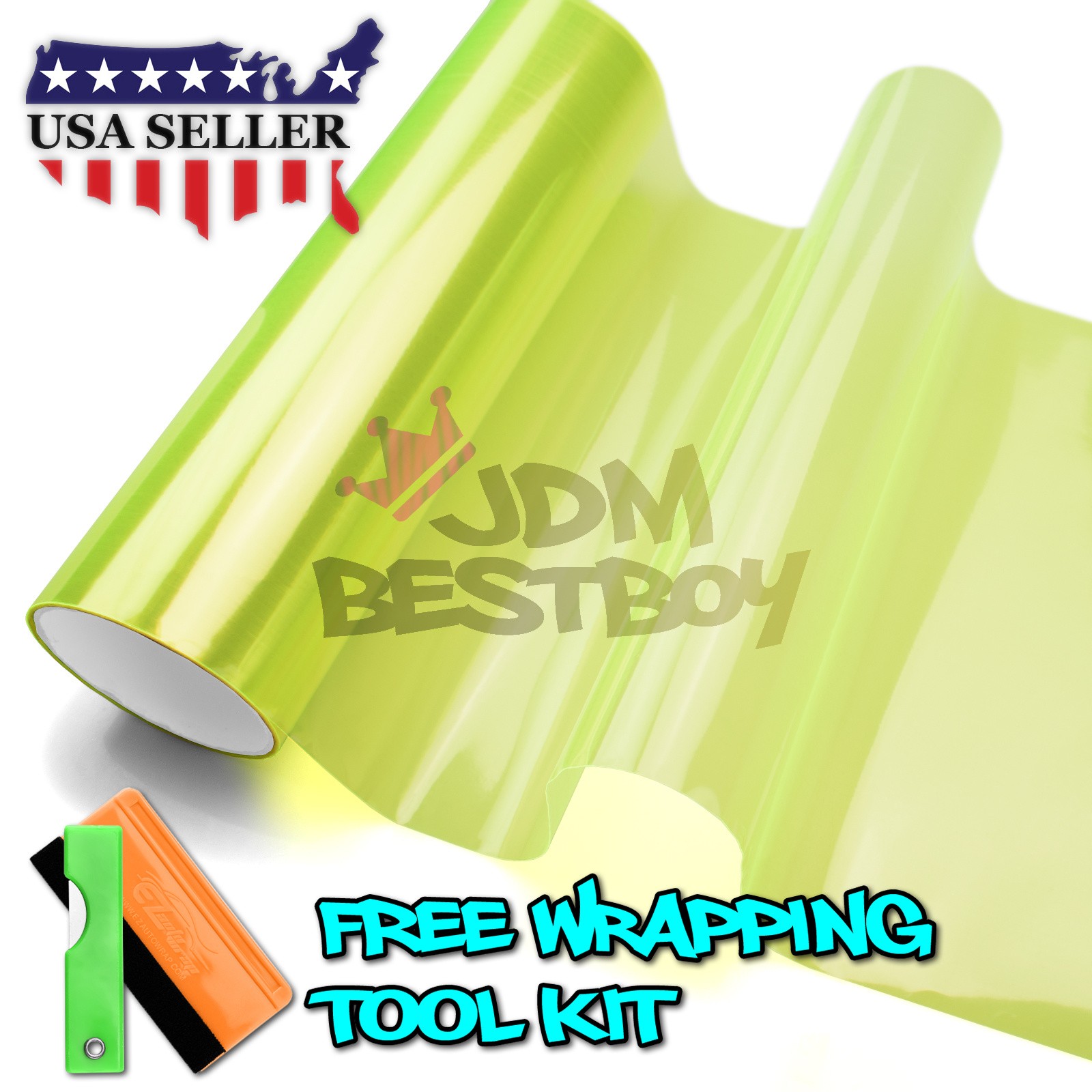 12"x24" Neon Yellow Protective Tint Headlight Taillight Fog Light Car Vinyl Film