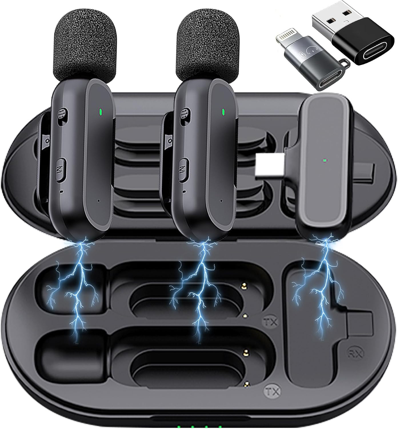 2 Pack Professional Wireless Lavalier Microphone for Iphone Ipad Android