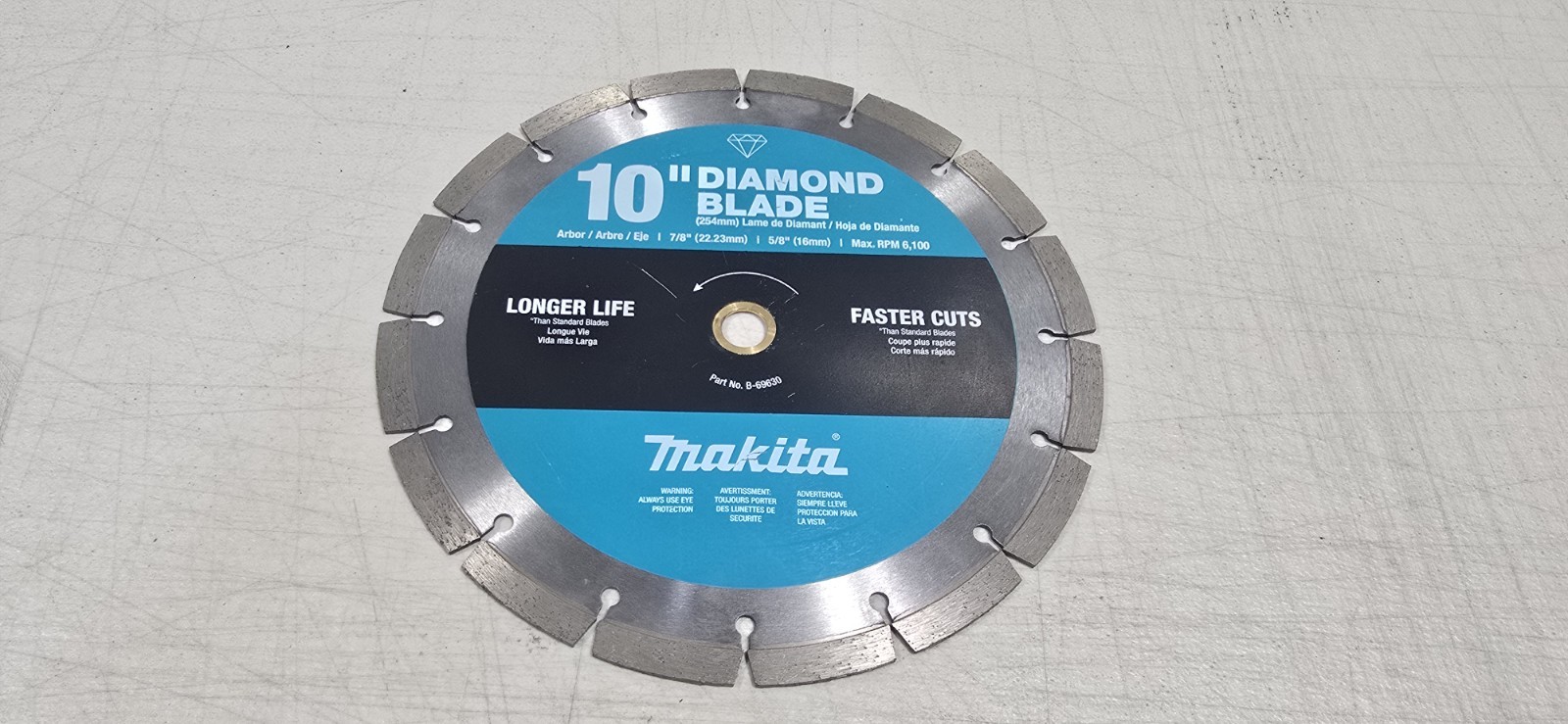 Makita 10-inch Diamond Blade for dry or wet cutting of concrete  T-01747