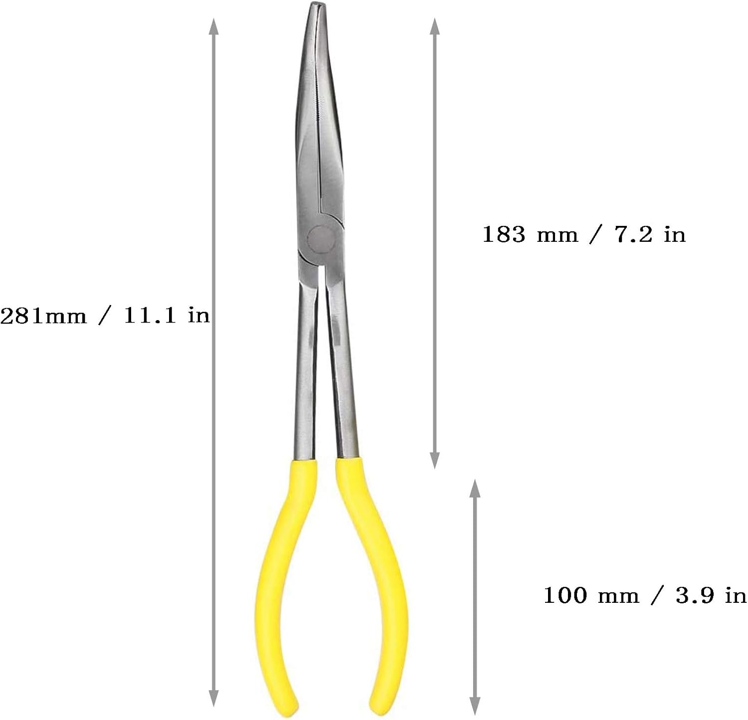 11 Inch Long Reach Nose Pliers | Designed for Mechanics, 11 Inch, Yellow