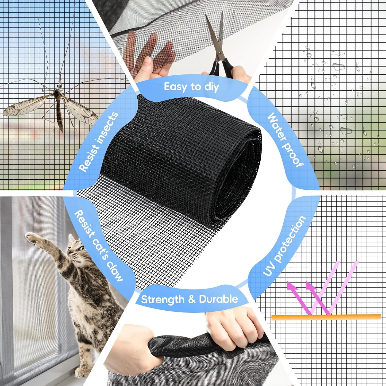 Window Screen Mesh Replacement Roll 48"x102"