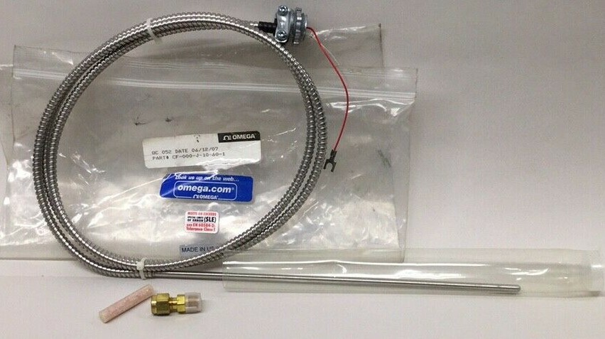 Omega CF-000-J-10-60-1 Thermocouple With 10" Probe 2 Wire