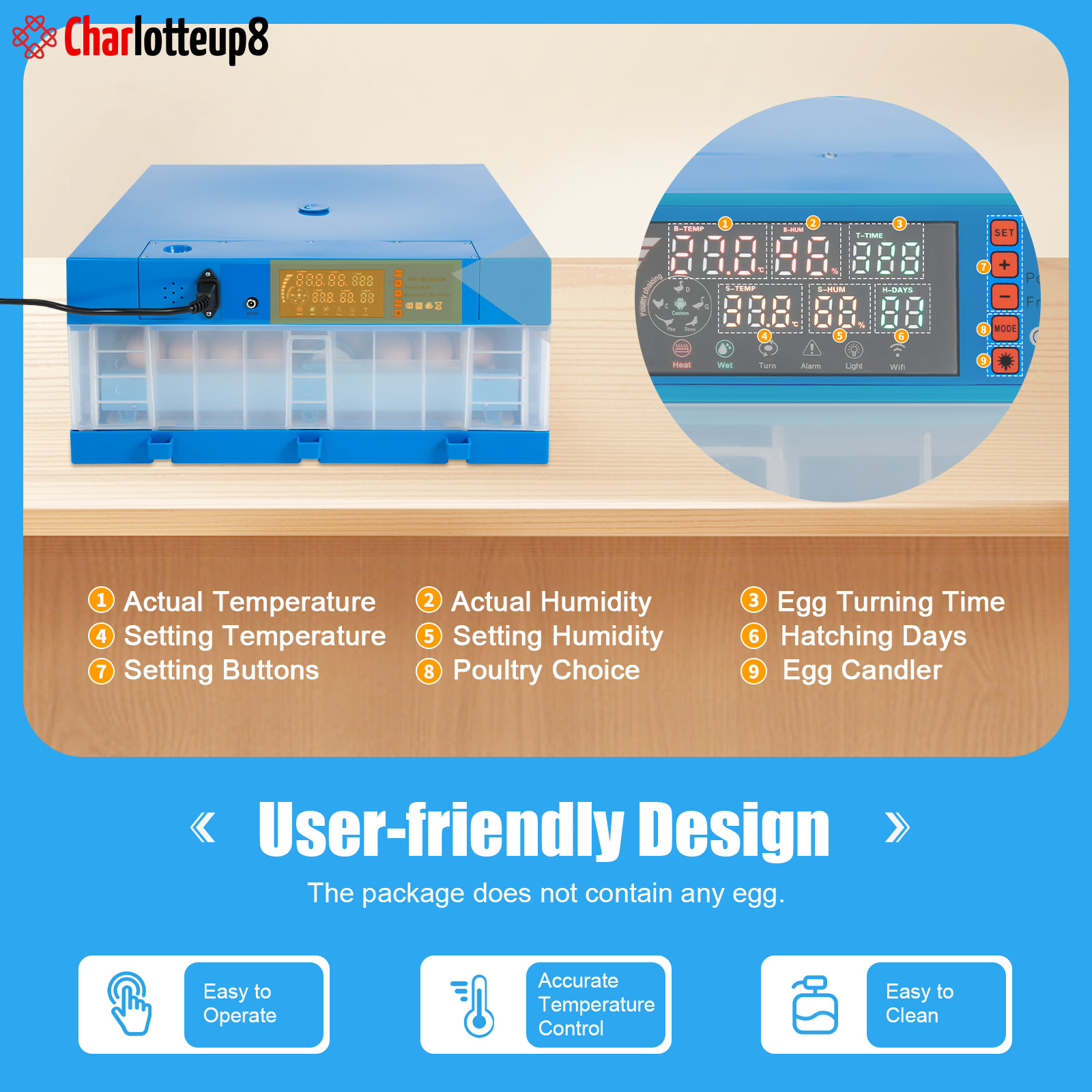 48 Eggs Digital Incubator with Fully Automatic Egg Turning Humidity Chicken Duck